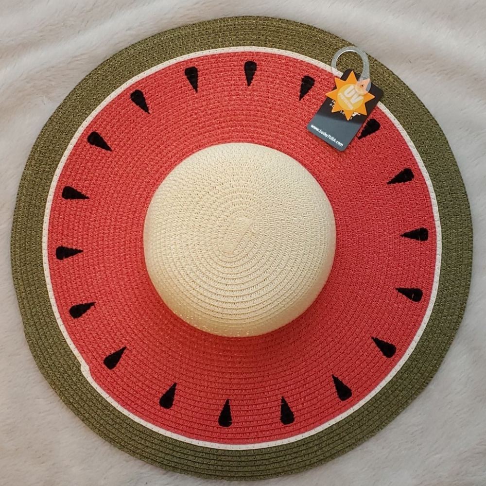 ☀️🌞NWT Straw Watermelon wide brim sunhat